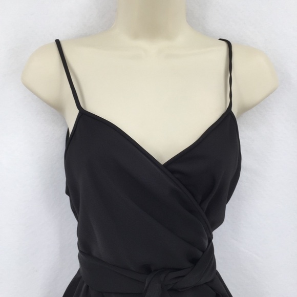 DVF Diane von Furstenberg Avila Black wrap dress cocktail ruffle satin new 0 - Picture 3 of 6